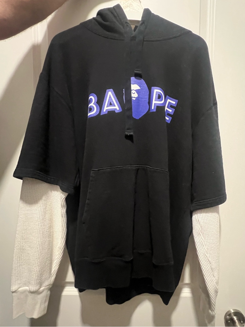 BAPE Layered Mad Face Wide Pullover Hoodie